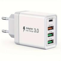 USB C greitas įkroviklis 3 jungtys