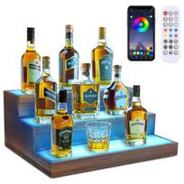 3 pakopų vyno lentyna su LED apšvietimu Barsi, 41x31x17 cm