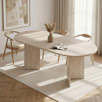 Valgomojo stalas Sorell Travertine, 160x75x90 cm, smėlio spalvos