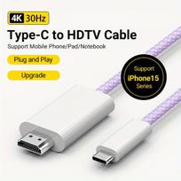 USB-C į HDMI laidas 4K,  Violetinė