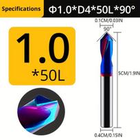 CNC volframo plieno kūginis grąžtas 1.0*50L, 1vnt 1.0-D4-50