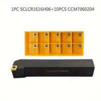 CNC tekinimo įrankių laikiklis SCLCR1616H06 su plokštelėmis, 1vnt SCLCR1616H06 + 10vnt peiliukai