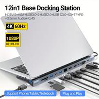 USB-C 12-in-1 šakotuvas, HDTV*2+VGA+RJ45 100M
