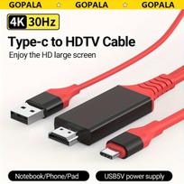 USB-C į HDTV kabelis 1,8 m,  Raudona-juoda