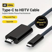 USB-C į HDMI laidas 4K,  Juoda