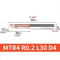 Volframo plieno gręžimo įrankio įdėklas MTR4 R0.2 L30 D4, MTR 4 R0.2 L30-1PC