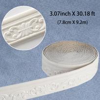 Lipni 3D sienų apdailos juosta, 7.8 cm x 9.2 m, balta,  Baltas