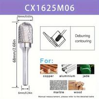 Rotacinis frezos antgalis 6mm kotu, cilindro formos, CX1625M06