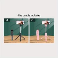 Asmenukių lazda ("Selfie sticks") Belaidis asmenukių laikiklis su trikoju, Juoda + rožinė