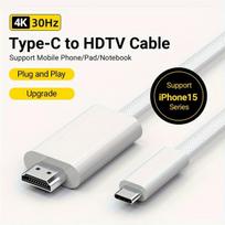 USB-C į HDMI laidas 4K, Baltas