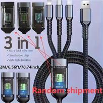 3-in-1 USB Type-C įkrovimo kabelis,  Žvaigždėtas dangus pilkas/200,0cm