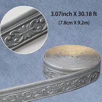 Lipni 3D sienų apdailos juosta 7.8cm x 9.2m, pilka,  Pilka