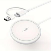 Magnetinis belaidis 15W įkroviklis,  Balta (USB + C tipas)
