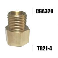 Žalvarinis CO2 reguliatoriaus adapteris W21.8-14 į TR21-4, TR21-4 iki CGA320