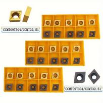 Karbido plokštelės CNC tekinimo staklėms, 10 vnt., 10 vnt CCMT09T304 (5 auksinis + 5P)
