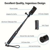 Asmenukių lazda ("Selfie sticks") Ištraukiamas laikiklis veiksmo kamerai