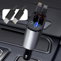 100W automobilinis įkroviklis atitraukiamais kabeliais