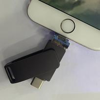USB laikmena 3-in-1 flash atminties įrenginys iPhone iPad,  Juoda