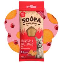 SOOPA Spanguolių ir saldžiųjų bulvių lazdelės šunims, Cranberry & Sweet Potato Dog Dental Sticks, 100g