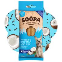 SOOPA Kokosų ir Čija sėklų lazdelės šunims, Coconut & Chia Seed Dog Dental Sticks, 100g