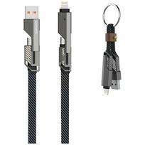 4smarts 3-in-1 ComboCord Flat Cable Set 240W USB-A/USB-C/Lightning 1.5m + graphite keychain cable