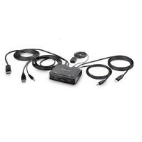 StarTech.com 2-Port Hybrid USB-C DisplayPort Cable KVM Switch, 4K 60Hz, Compact KVM with 6ft/1.8m USB-A/DisplayPort/Audio  AND  4ft/1.2m USB-C Integrated Host Cables, Bus Powered - Remote Push Button/