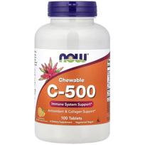 Now Foods Vitaminas C-500 apelsinų skonio kramtomosios tabletės – 100 tablečių
