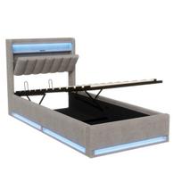 Polsterbett 90×200 cm su LED, Saugojimo Sistema ir USB – Velvetinė lova su kėlimo sistema