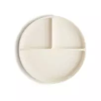 Mushie silikoninė prilimpanti lėkštė su skyriais „Ivory“