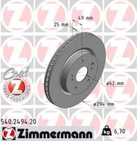 Stabdžių diskas ZIMMERMANN 540.2494.20