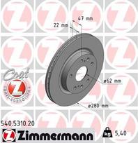Stabdžių diskas ZIMMERMANN 540.5310.20