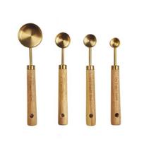 Sturdy Reusable Cooking Accessories Wooden Handle 16/18.5/19.5/27.5g Portable Measure Scoop Set Home Supplies Measure Cup S
