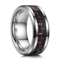 8 mm titano plieno juodi anglies pluošto žiedai mada raudonas mėlynas žiedas Anel Masculino vyriški šaunūs papuošalai 7