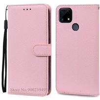 C25/C25S/C15/C12 dėklas For Realme C25S dėklas piniginė atverčiamas odinis dangtelis For Realme C25 dėklas knyga REALME 7i dangtelis telefono dėklas Fundas buferis Realme C25 (C25S) rožinė
