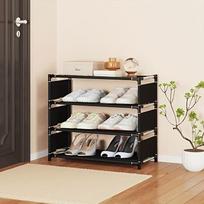 [Black Shoe Rack] Stackable Black Shoe Rack | Multi-layer Freestanding Shoe Storage Shelf, Suitable for Entryway Closet Bedroom Hallway Balcony 4 Layers juoda