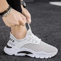 Madingi vasariniai vyriški tinkliniai laisvalaikio batai su raišteliais, sportbačiai vyrams, patogūs, kvėpuojantys, minkšti, vyriški sportiniai bėgimo bateliai Zapatillas De Hombre 39 balta
