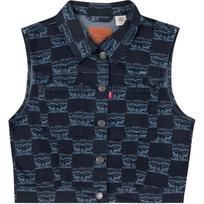 Levis Color Blocked Collared Comfortable Casual Denim Vest Women vests Dark-Blue 000B3-0000 S