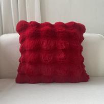 Minkštos medvilninės pliušinės pagalvės, triušio kailio sofos pagalvės, burbulinės pliušinės pagalvės 42 * 42cm pillowcase raudona