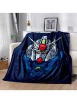 Gundam Cartoon Anime Throws Blanket  Er Soft Blankt For Travel Couch Sofa Picnic Bed Flannel Blanket Birthday Gift 75X95CM pilka spalva