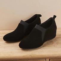 Women Elegant Suede Shoes Casual Loafer Wedges Heels Brand Boots Woman 2024 Trend Designer Dress Pumps Winter New Mujer Zapatos 35 juoda