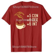 Funny Coffee Stats for Roleplaying RPG T Shirts Men Humor Streetwear Tee Shirt Short Sleeve Dungeons Dragons Loose Clothing S