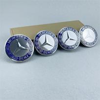 4 VNT. 75 MM Mėlynas Ratlankio Gaubtelio Emblema Ženklelis Mercedes Benz C180 C200 E200 E260 E300 ML350 A1714000025 W230 W210 W211 W221 W219