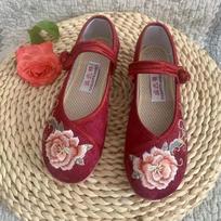 zapatos de mujer women fashion wine red buckle strap anti skid shoes lady classic pink floral embroidery shoes ab349 35