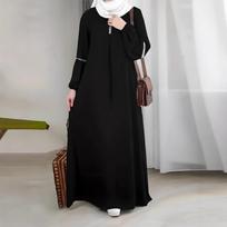 Middle Sartre Arab Fashion Long-Sleeved Abaya Dress Casual Sequined Sundress Outfit L juoda