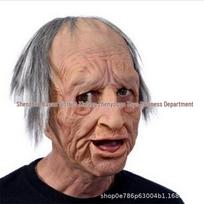 Cross-Border Latex Old Person Mask: Halloween Human Face Wig Headgear