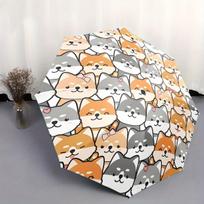 Automatic Open/Close Umbrella with Cute Shiba Inu, Akita, Husky Dogs - Compact Folding Umbrella, Lightweight Travel Umbrella w