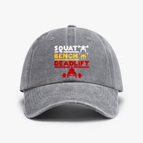 Funny Powerlifting Squat Bench Deadlift Weightlifting Unisex hat Washed Distressed Denim caps Breathable Baseball Cap casual hats Adjustable
