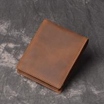 Men'S First-Layer Cowhide Change Bag Rfid Short Wallet Women'S Multi-Card Card Bag Crazy Horse Leather Wallet