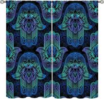 Retro Mandala Boho Curtain,Traditional Art Floral Abstract Purple Mandala Flower Decor Rod Pocket Window Curtain,For Child Teens 53x116CM-2PC