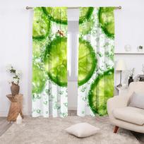 2Pcs Multicolor Green Lime Slice Surfer Bubble Pattern Curta Rod Pocket Design For Bedroom And Living Room 24x59in(60x150CM)x2&Rod Pocket&2 panels